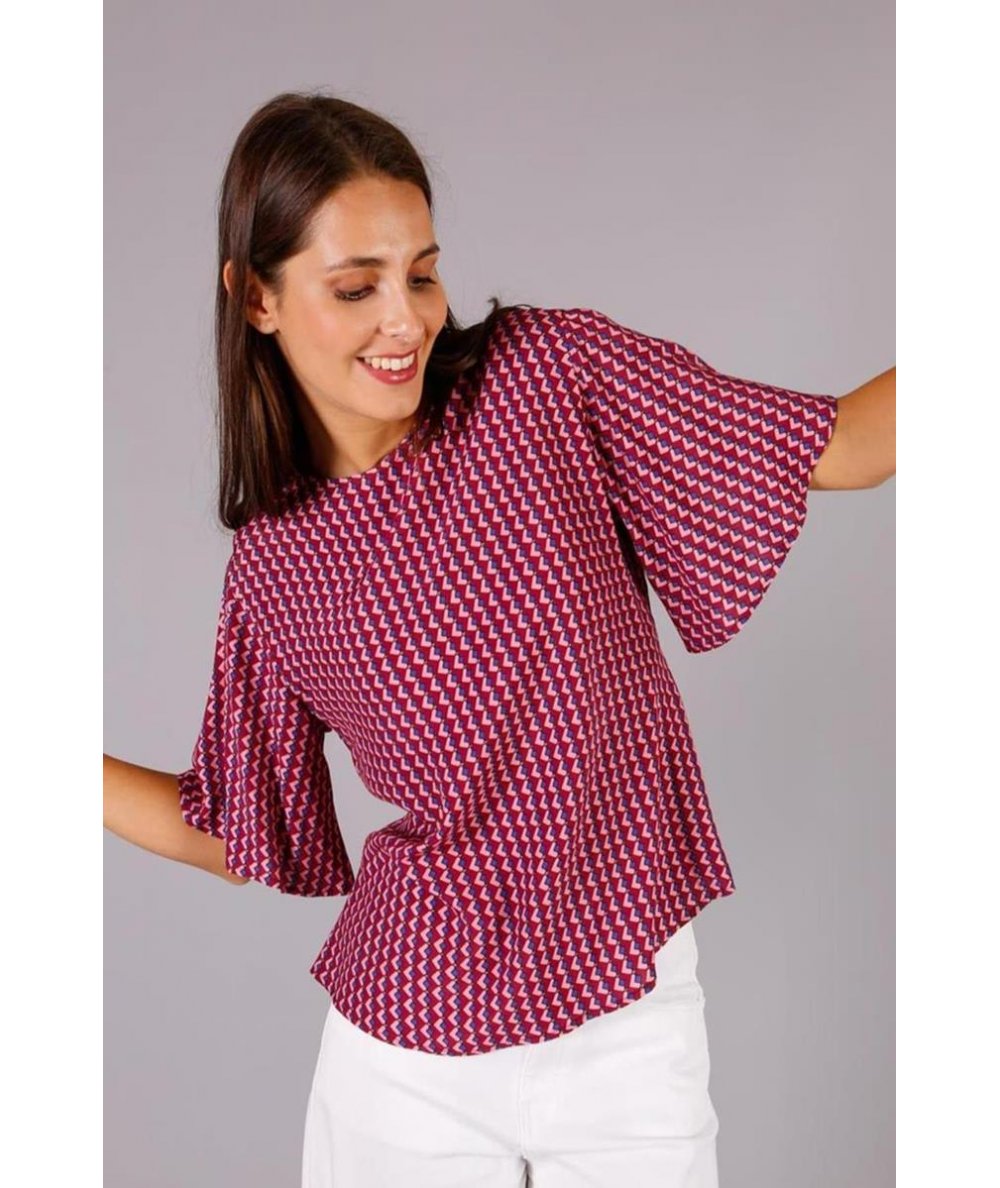 BLUSA MANICHE CORTE FANTASIA ROMBO